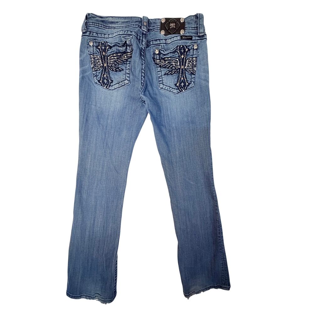 Miss Me JP5433B3 Women’s Bootcut Jeans 30 Light Wash Cross Wings